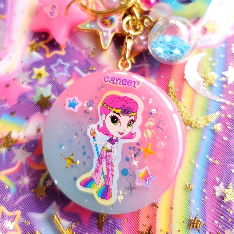 Cancer Y2k Lisa Frank Zodiac Sticker Liquid Shaker Charm Etsy Ireland
