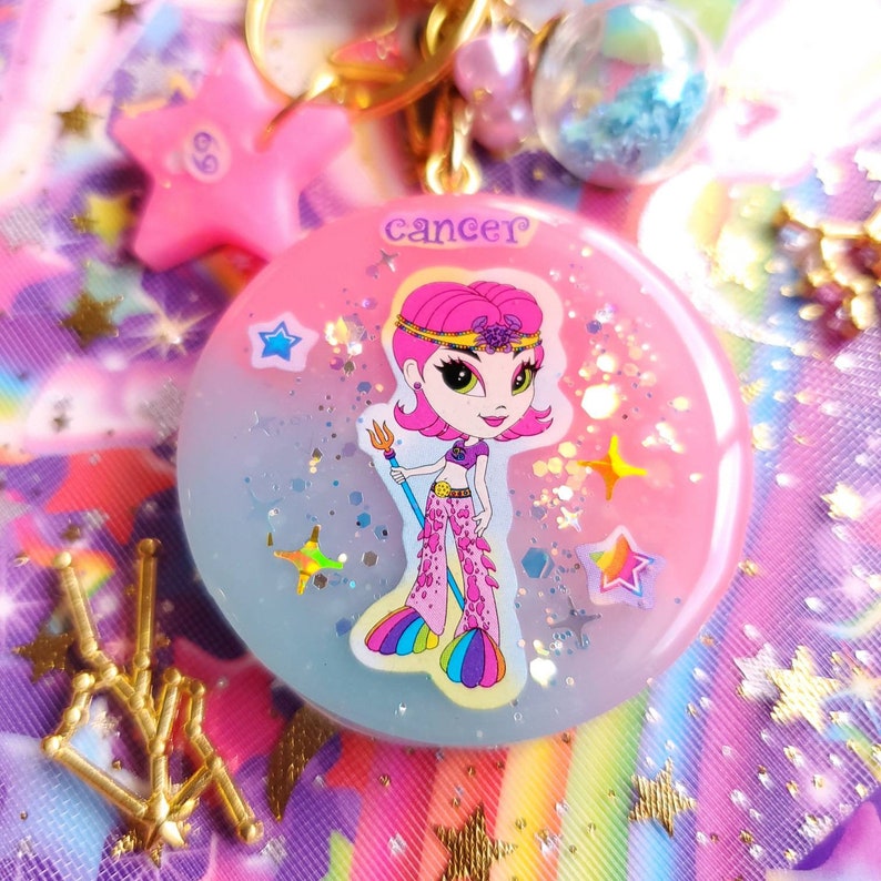 Cancer Y2k Lisa Frank Zodiac Sticker Liquid Shaker Charm Etsy Ireland