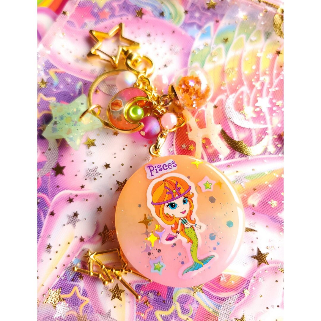 Pisces Y2k Lisa Frank Zodiac Sticker Liquid Shaker Charm Etsy