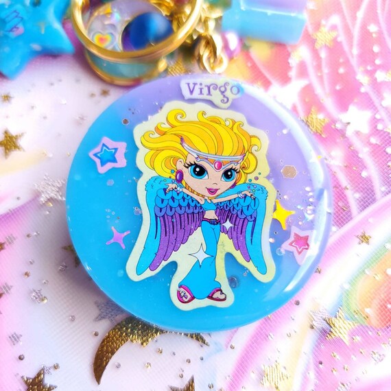 Virgo Y2k Lisa Frank Zodiac Sticker Liquid Shaker Charm Etsy