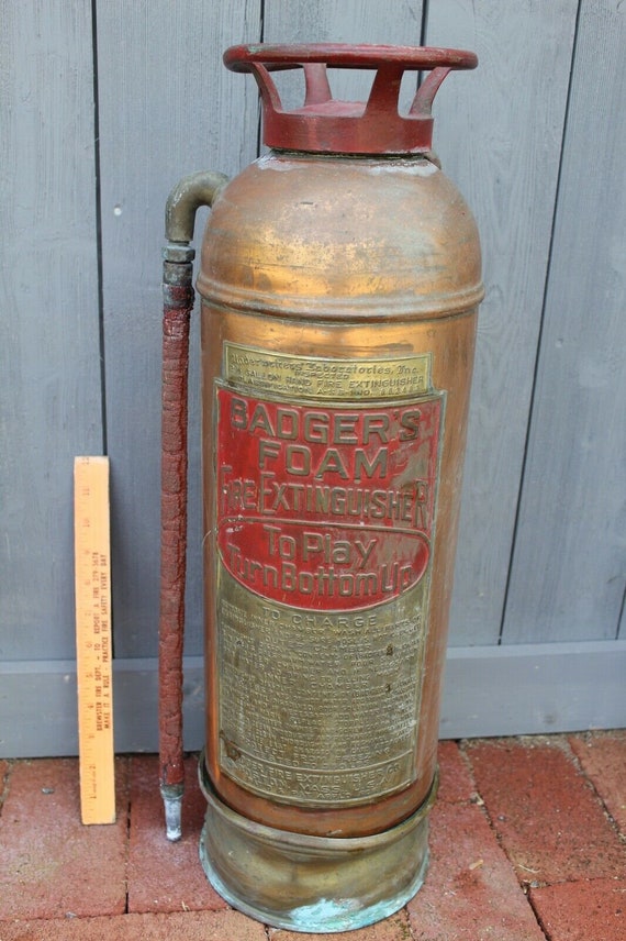 Vintage Badger's Copper and Brass Foam Fire Extinguisher Etsy