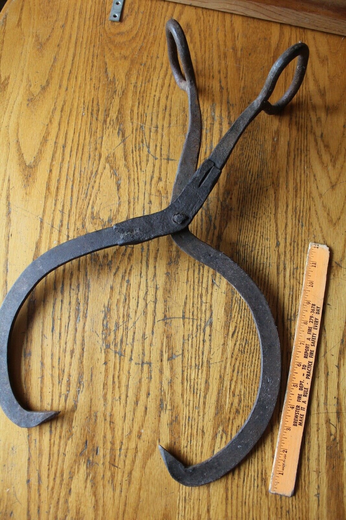 Vintage Ice Block Tongs grande doble mango de hierro forjado Etsy