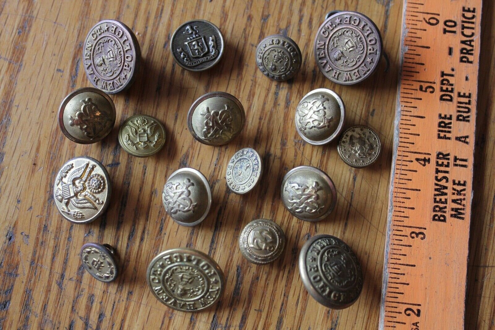 Lot of Brass Buttons Vintage New Haven Ct Police y Scovill Etsy