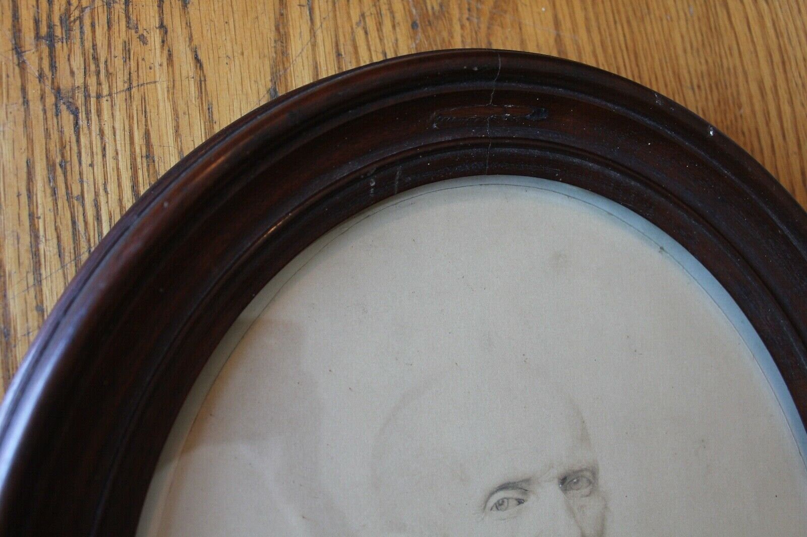 Wooden Picture Frame Oval Antique 15 Wall Art With Old Etsy