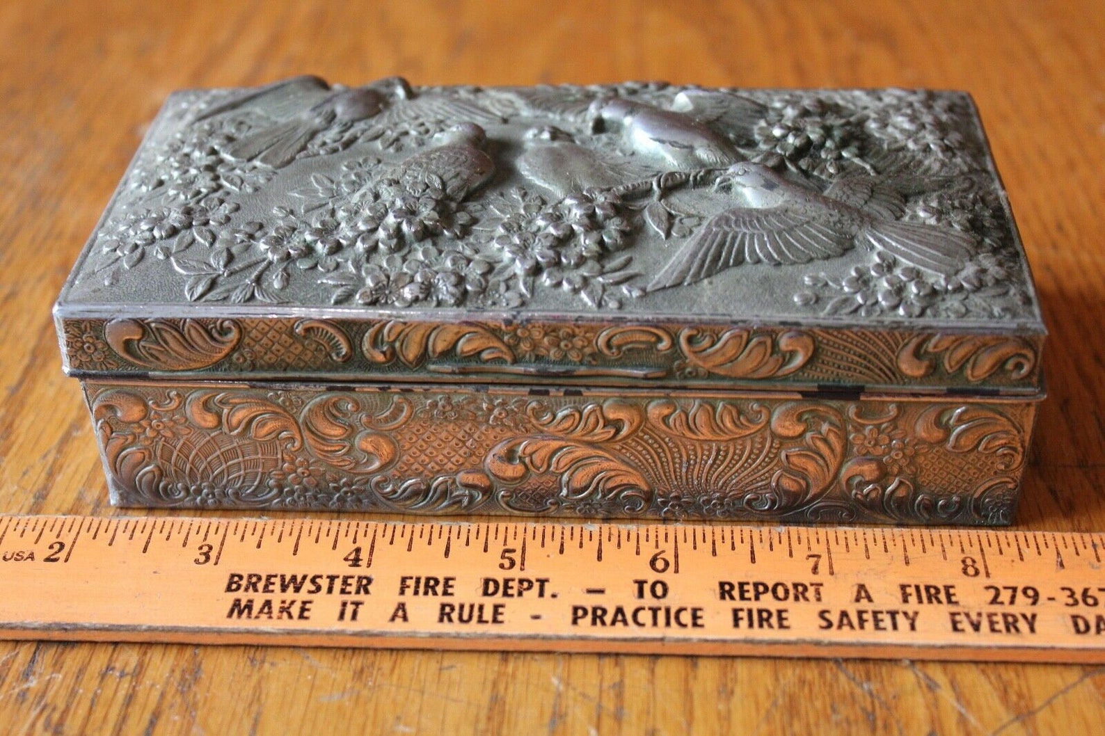 Japanese Jewelry Box Birds of Paradise Vintage Spelter silver Etsy