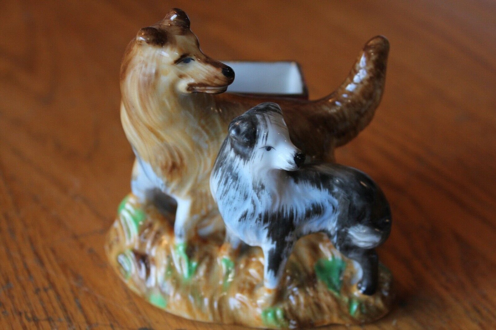 2 Porcelain Dogs Vintage Toothpick Holder Japan Lassie Collie Etsy