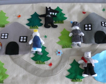 Tapis de conte/tapis à histoire "Le Petit Chaperon Rouge" (réalisé sur commande)