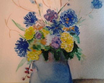 bouquet aquarelle - tableau peinture florale