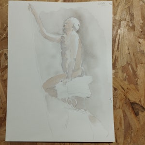 Painting painting watercolor study human body naked living model image 1
