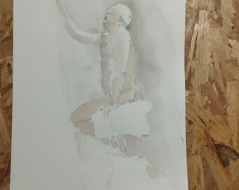 Painting painting watercolor study human body naked living model