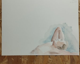 Painting painting watercolor study human body naked living model