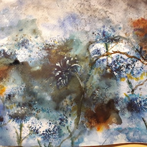 Pittura pigmenti acquerello inchiostro alcool dalla Cina astratto giardino fiori blu