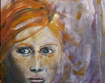 Tableau peinture acrylique : portrait du monde femme