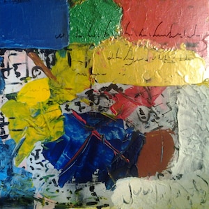 Abstract art painting acrylic multi colors and effects of material - Scripture - square format