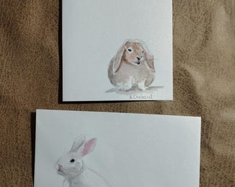 hand painted card with envelope chinese zodiac sign - rabbit