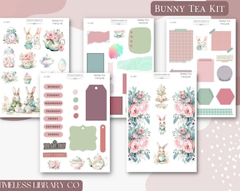Bunny Tea Party Vertical Planner Sticker Kit