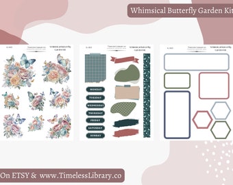 Whimsical Butterly Garden Vertical Planner Sticker Kit (3pcs)- Planner Sticker