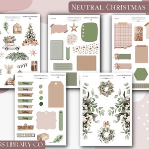 Natuurlijke kerst verticale planner stickerkit