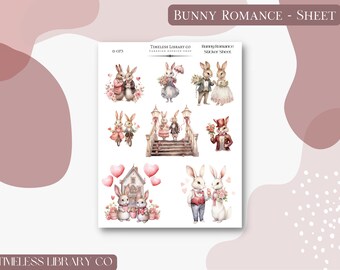 Bunny Romance Decorative Sticker Sheet