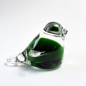 Green Art Glass Bird Paperweight