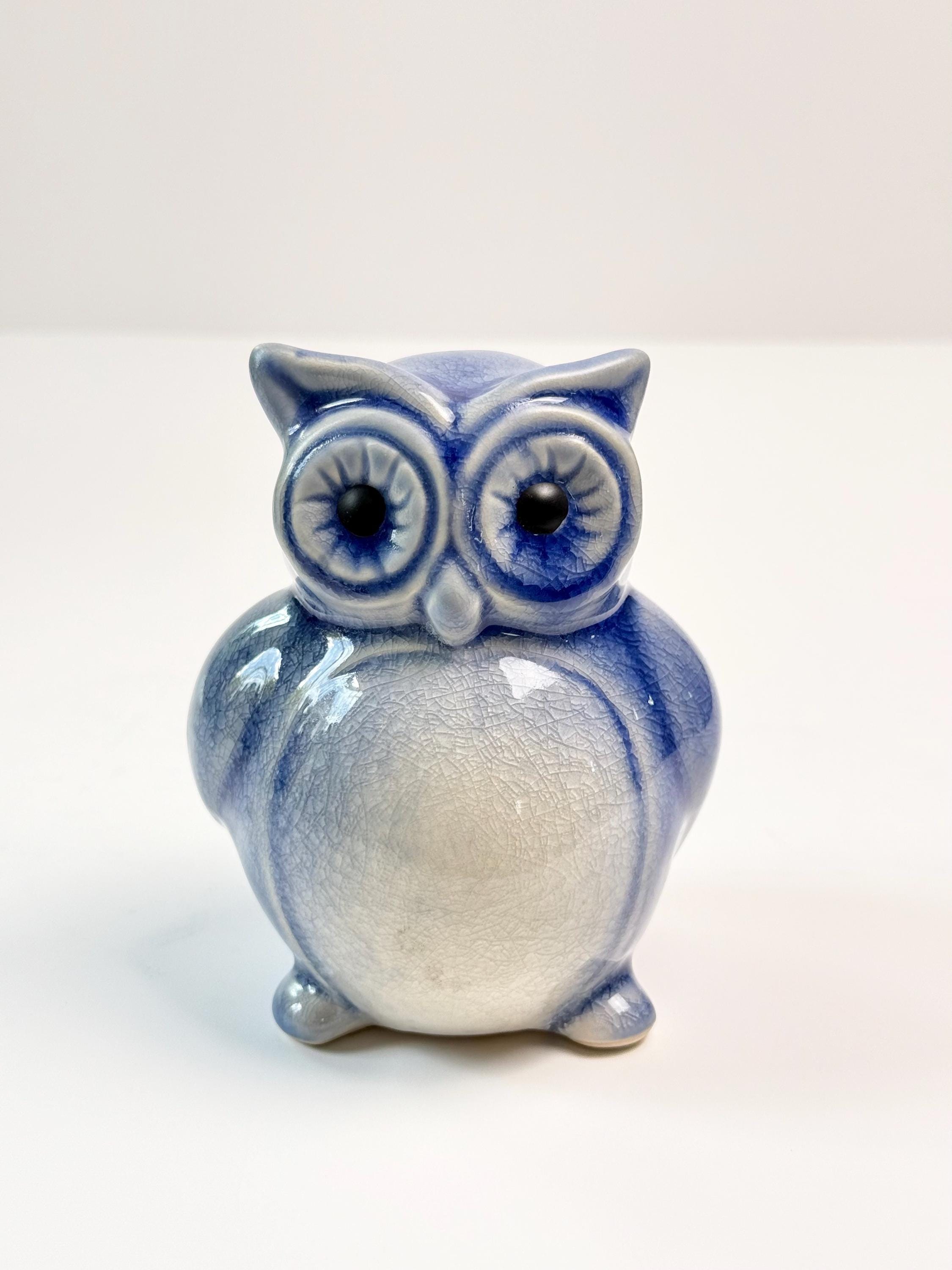Chinese Blue and White Owl Figurines