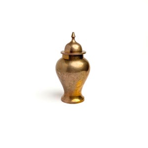 Vintage Brass Ginger Jar with Lid, Etched Floral Brass Urn, 1970s Decor