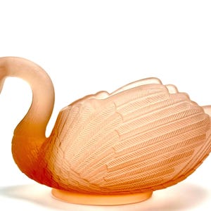 VIntage Imperial Glass Frosted Pink Swan Trinket Dish
