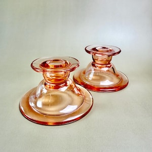 Vintage Pink Depression Glass Candlesticks