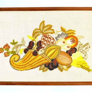 Cornacopia Crewel Embroidery Art