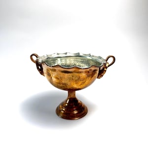 Vintage Hammered Copper and Silver Plate Footed Trinket Bowl