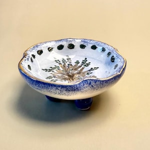 Small Hand Painted Footed Trinket Ring Dish