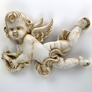 Eros Cupid with Lyre Wall Sculpture