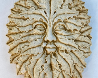 Grüner Mann Blatt Gesicht Wandbehang