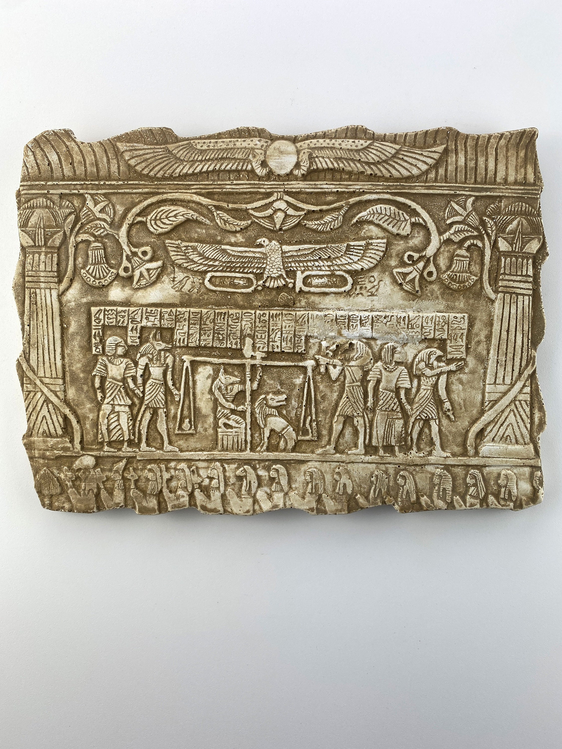 エジプト アートパネル レリーフ (レプリカ) 古代エジプトの石板「アヌビスの審判」死者の日の壁面レリーフ - Etsy 日本