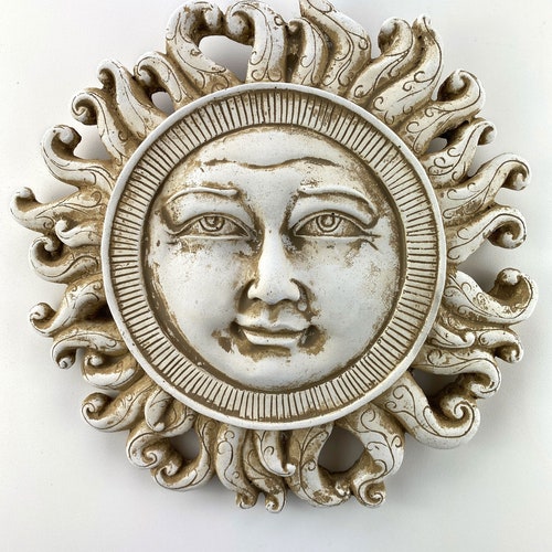 Sun Face Wall Sculpture With Curly Rays 10 Etsy