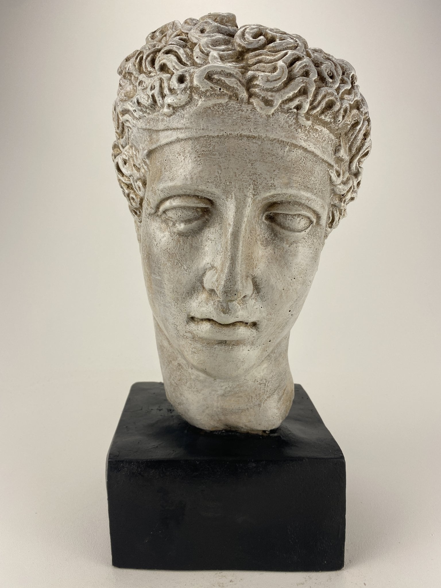 Roman Athlete Head Sculpture Replica Of Original Marble Head in The The Metropolitan Museum Art 18"