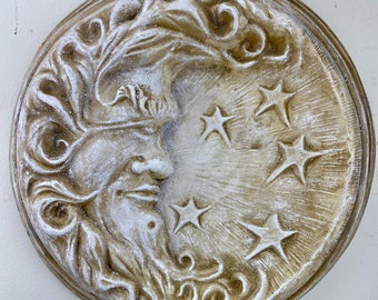 Luna Man In The Moon with Stars Wall Hanging Sculpture