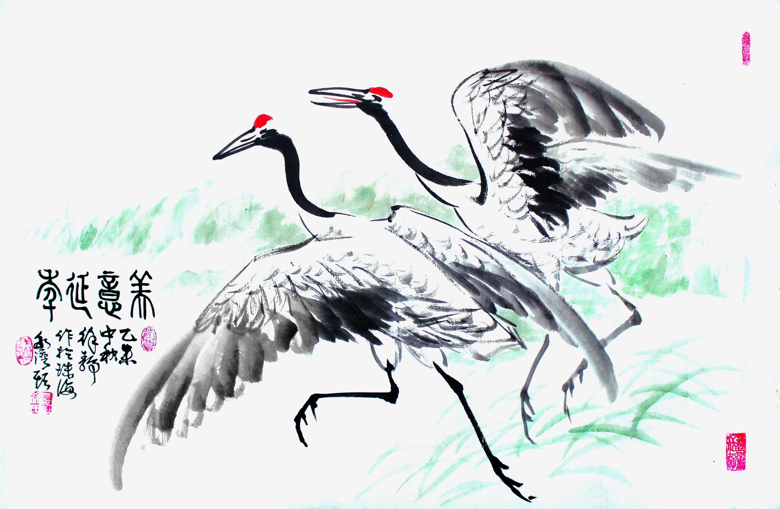 Crane Chinese art Bird ink painting chinese art prints Etsy