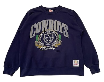 Vintage 1993 Dallas Cowboys Sweatshirt Nutmeg Mills Made in USA Navy Blue Crewneck Size Large - 90s NFL Football Retro Sportswear