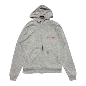 May include: A gray zip-up hoodie with a black tag that says "Workwear" and a red label that says "AIR IN N.L. 290400".