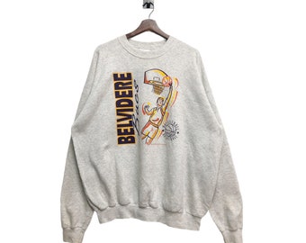 Vintage 90s Belvidere Bucs High School Basketball Team Sweatshirt Grey Size XL