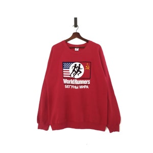 Vintage 1989 Moscow International Peace Marathon Crewneck Sweatshirt