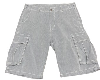 Vintage Levi's Hickory Stripe Cargo Shorts Size 35 (Tagged 32) White Tab Workwear