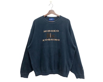 Hiroko Koshino Homme Big Logo Sweatshirt Navy Blue Size L