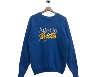 vintage années 90 Vieilli à la perfection Sweatshirt Royal Blue Taille L