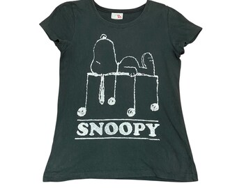 Vintage Peanuts Snoopy Sketch Graphic Tee - Black Size M