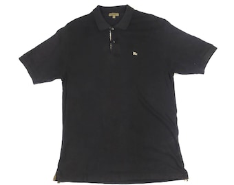 Vintage 2000s Y2K Burberry Brit Black T-shirt With Tartan Plaid