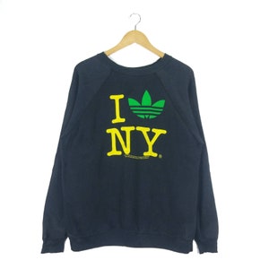 Rare!Vintage 80s Adidas Trefoil I Love NY Crewneck Pullover Jumper Sweatshirt