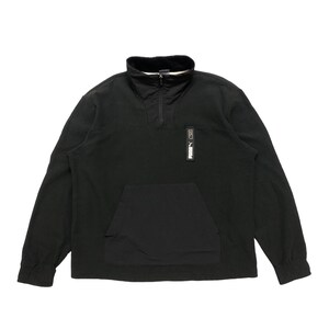 May include: A black fleece pullover with a half-zip closure and a kangaroo pocket. The pullover has a Puma logo on the left sleeve.
