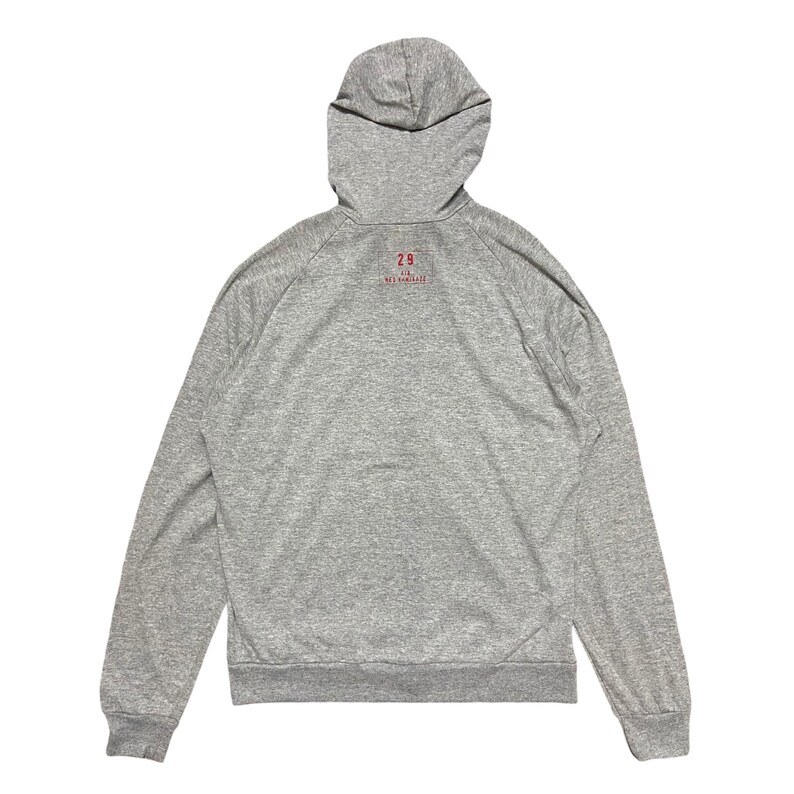 May include: Gray hooded sweatshirt with a red "29" and "NO FORMAL" text on the back.